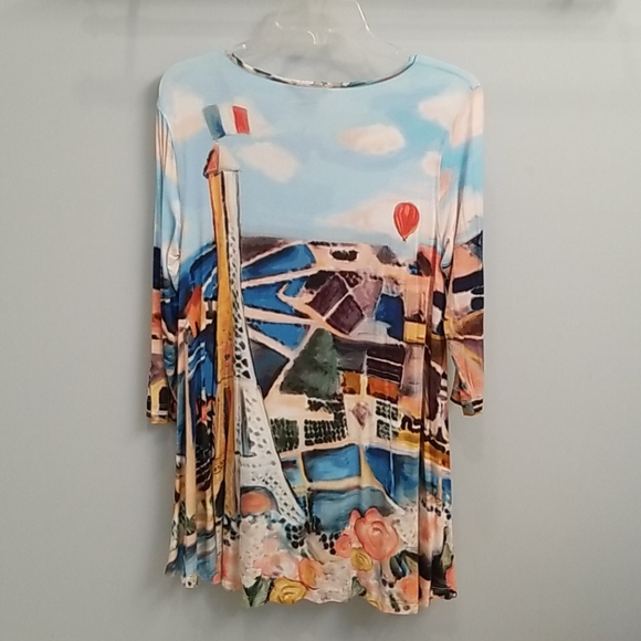 Multiples Eiffel Tower Print Swingy Tunic Top in S - Picture 10 of 10